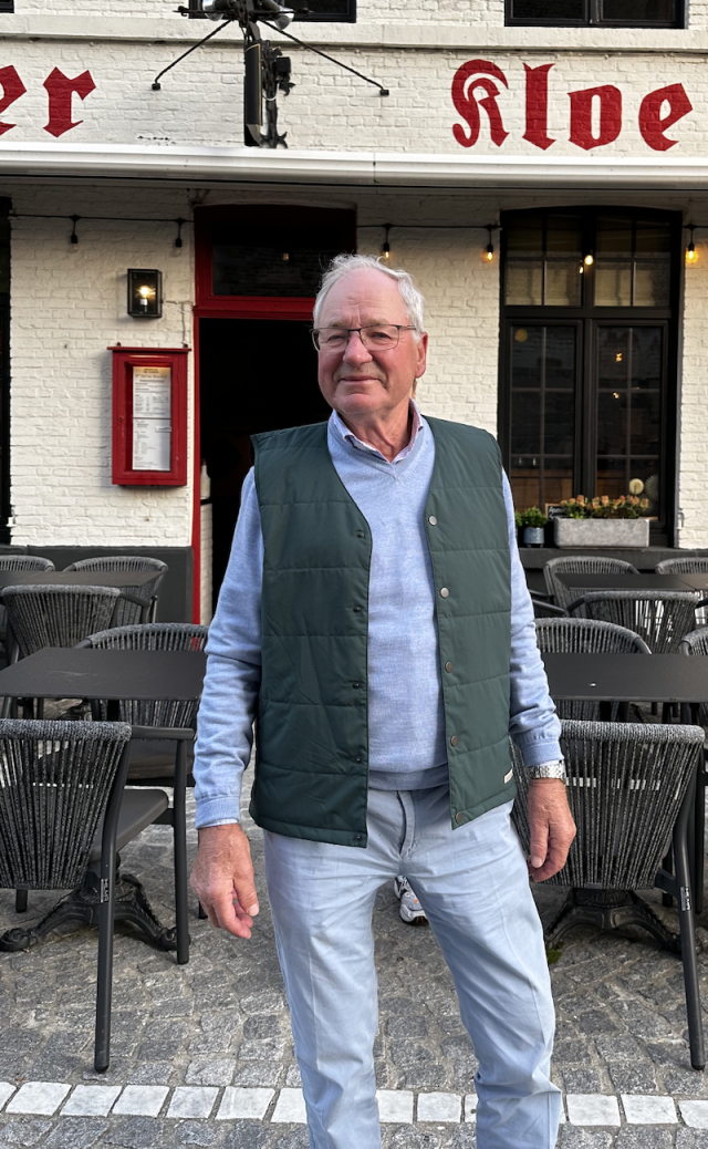 grandfather in vneck undervest in bottle green